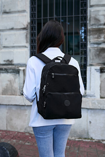 Sanmorris حقيبة ظهر للكمبيوتر المحمول والمدرسة والسفر مصنوعة من قماش مجعد متو...