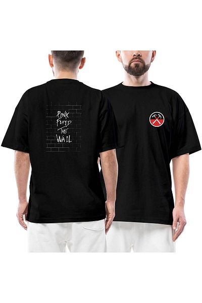 Z zepplin Μπλουζάκι Pink Floyd μπροστινό πίσω με στάμπα μαύρο oversize