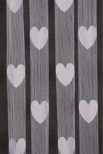 AKÇA TEKSTİL Hearted Model White Color Width 100 cm Length 280 cm Ready Rope Curtain