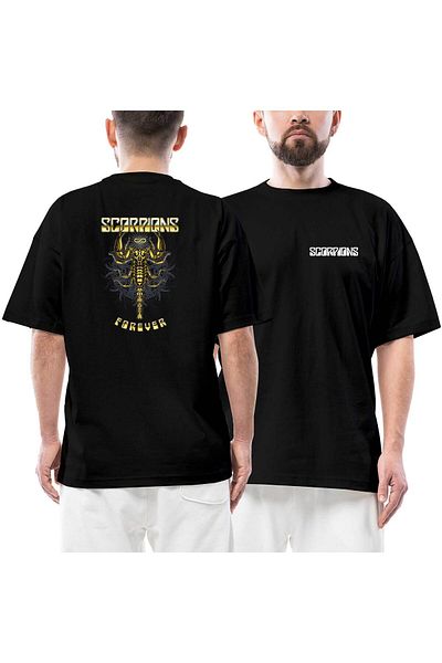 Z zepplin Tricou negru oversize cu imprimeu Scorpions Forever față și spate