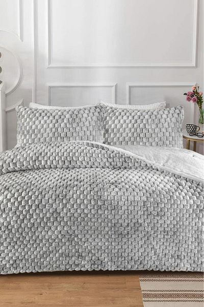 Çeyiz Diyarı Winter Tale Rabbit Feather Double Quilt Set 220X240 cm Gray