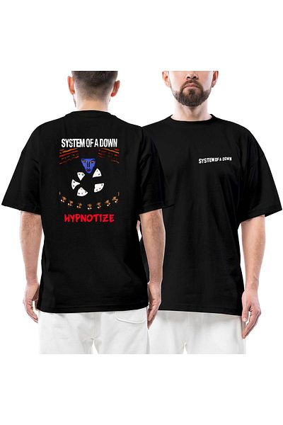 Z zepplin System Of A Down Hypnotize Μπροστινό Πίσω Μπλουζάκι με στάμπα μαύρο oversize