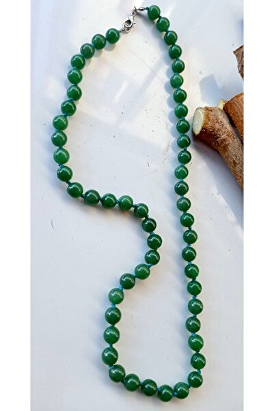 PİRAMİGO قلادة Japamala معقودة بحجر اليشم للجنسين