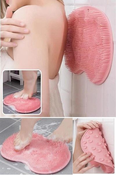 Didihou Washcloth Suction Cup Brush - Bathroom Shower Foot and Back Massage Pad Wall Tile Adhesion Cleaning
