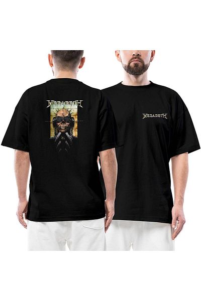 Z zepplin Megadeth Vic 3 Μπροστινό Πίσω Μαύρο Μπλουζάκι Oversize