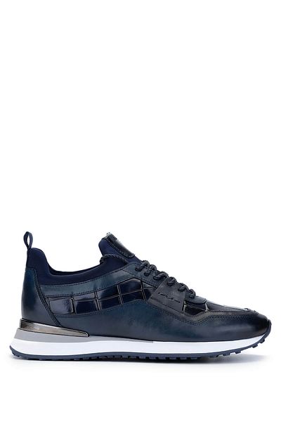 Tamer Tanca Men's Genuine Leather Navy Blue Sneakers & Sports Shoes