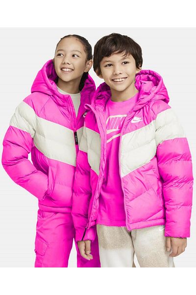 Nike Sportswear Synthetic Filled Hooded Unisex Children's Coat Puffer Coat Pink