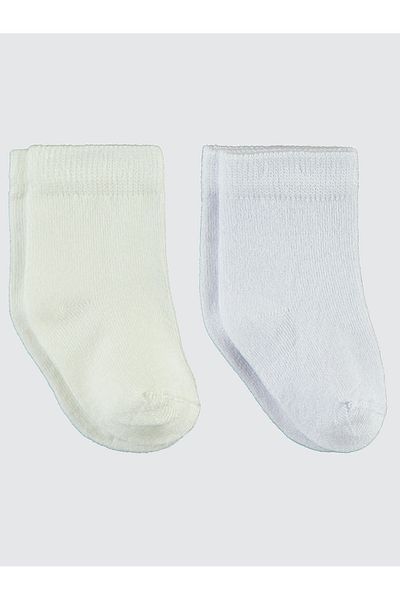 Civil Baby Baby 2-Piece Bamboo Socks Set 0-12 Months White-Ecru