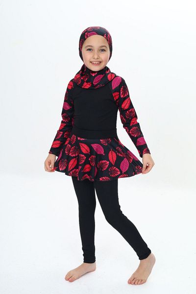 My Kids Wear Three-Piece Girls' Hashema, Hijab, Skirt, Closed Swimsuit