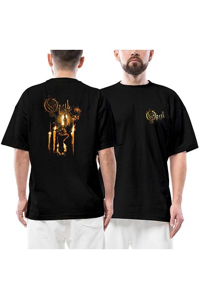 Z zepplin Opeth Ghost Reveries Μπροστινό πίσω εμπριμέ μαύρο μπλουζάκι Oversize