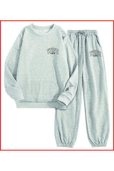 HOFFNUNG FULL SWEATSHIRT  WIFE LIFE NEW GREY oversize sportswear