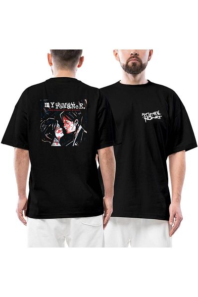 Z zepplin My Chemical Romance Three Cheers for Sweet Revenge Μπροστινό πίσω εμπριμέ μαύρο μπλουζάκι υπερμεγέθους