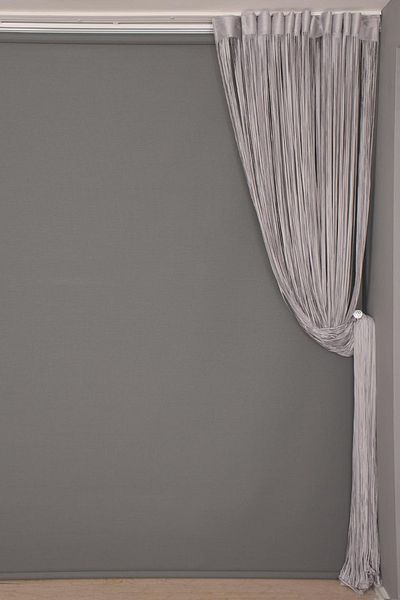 AKÇA TEKSTİL Straight Rope Gray Color Width 100 cm Length 280 cm Ready Buttons Stitched Rope Curtain