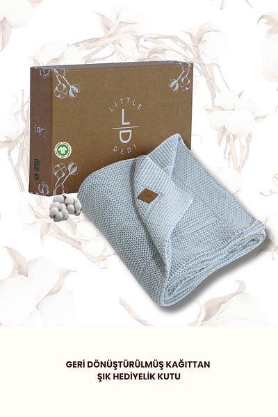 Next Baby Little Dedi Alina Organic Cotton Knitwear Knitted Light Blue Baby Blanket