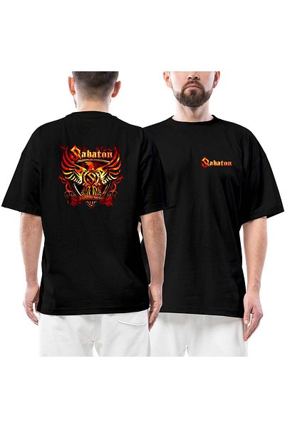 Z zepplin Sabaton Coat of Arms Μπροστινό πίσω εμπριμέ μαύρο μπλουζάκι Oversize
