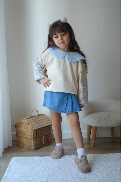 JELİBOOM Denim Skirt Knitted Suit
