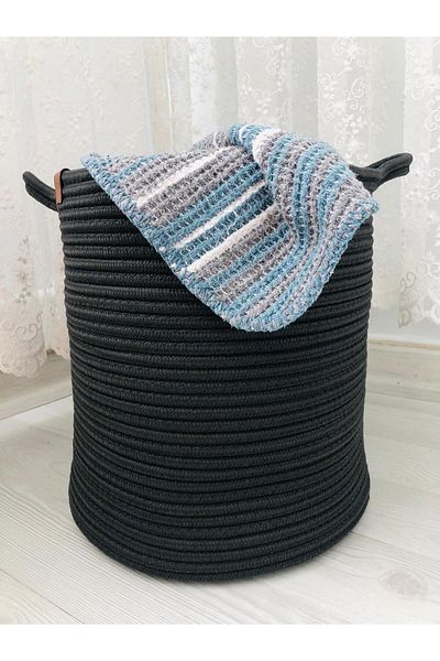 ModaCardin Черна плетена кошница - играчка и саксия за цветя, органайзер 25x25