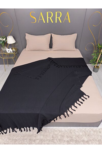 sarra 200x230cm Διπλό Φυσικό Πικέ - Μαύρο