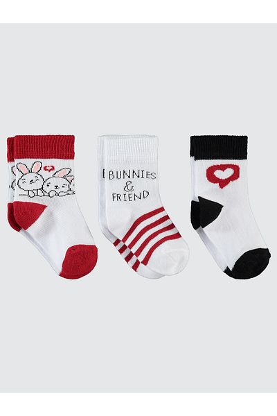 Civil Baby Baby Girl 3-Piece Socks Set 6-18 Months Red