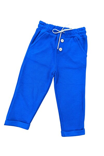 BOBBY JR KİDSWEAR بنطلون للأولاد بتفاصيل أزرار وحبل أزرق بلون الكوبالت أزرق