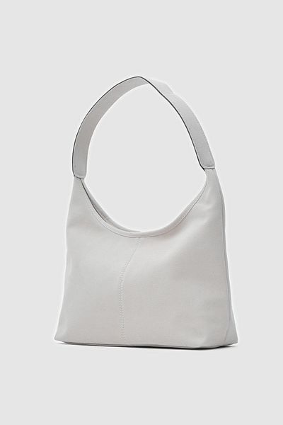 Shule Bags Geantă de umăr Gina Vintage din piele intoarsa gri
