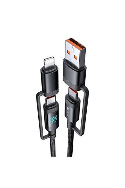 Mcdodo CA-1990 4İn1 60W Dijital Ekranlı Hızlı Şarj Kablosu 1.2M-Siyah