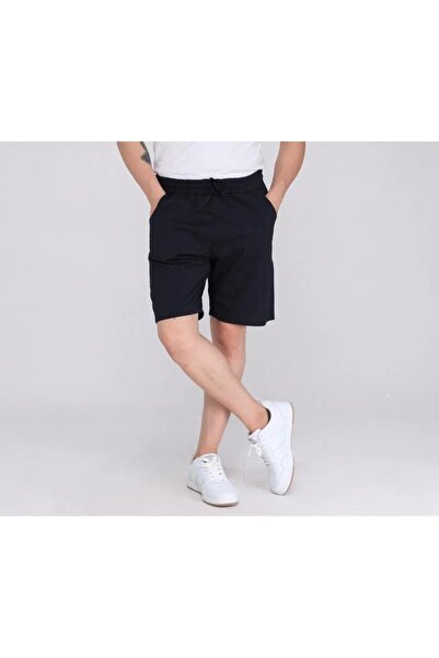 yg ydn giyim شورت صيفي أسود مريح بخصر مطاطي من القماش الناعم مع جيوب