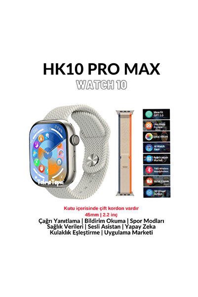 Teknotopia HK10 Pro Max Akıllı Saat Gen5 2.02inç Amoled Ekran Bluetooth ChatG...
