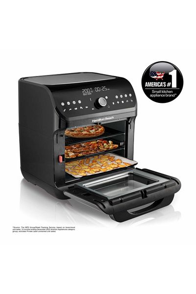 Hamilton Beach 1500W Digital Air Fryer Oven Black and Silver 12 Liter