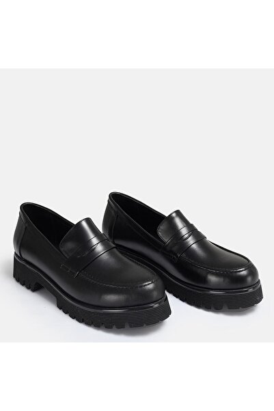 37Numara BÜYÜK NUMARA KADIN HAKİKİ DERİ LOAFER SİYAH 41-42-43-44