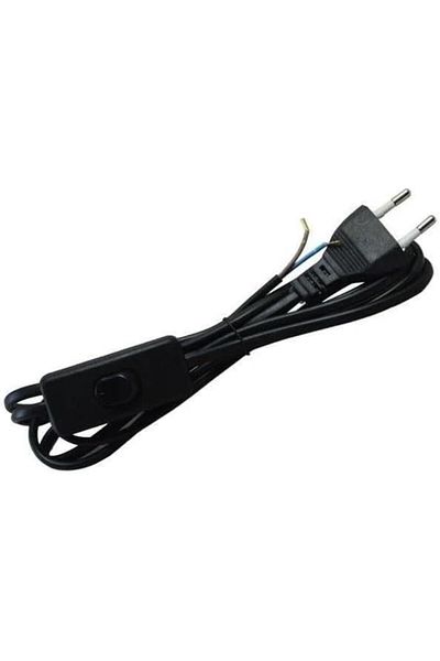 STOREMAX srhtDS كابل رسمي بطول 2 متر مع قابس متوسط ​​جاهز أسود مصباح أرضي عاكس الضوء مصباح ملح منزل صغير