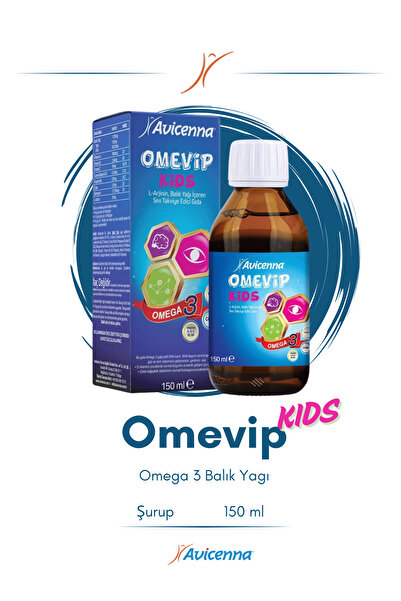 Avicenna Omevip Kids Omega 3 Çocuklar Için Balık Yağı - 150 ml Epa Dha L-arji...
