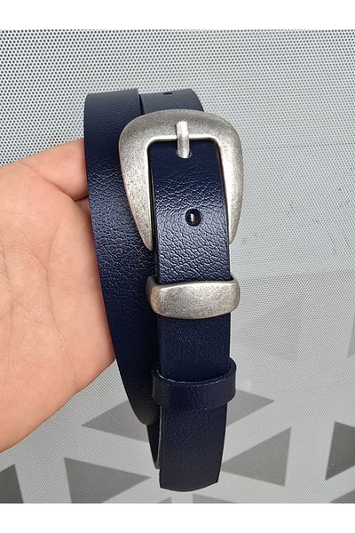 Kemerix Ζώνη 100% γνήσιο δέρμα με κασσίτερο με πόρπη Navy Blue