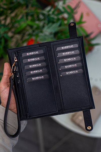 Garbalia Tiran Black Women's Wallet with Wrist Strap and Coin Compartment and Plenty of Card Holders