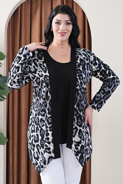 Siyezen Plus Size Asymmetrical Cut Blouse and Hooked Two Pieces Suit