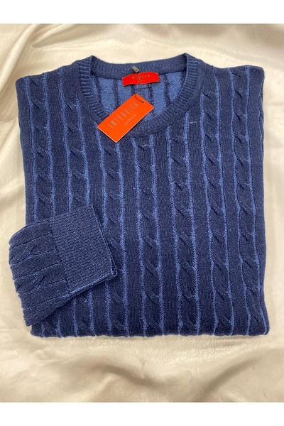 Sarar Πλεκτό πουλόβερ με μοτίβο Navy Blue Wraps με λαιμόκοψη