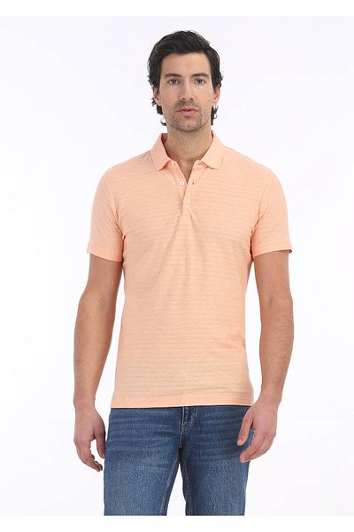 Ramsey Jacquard Polo Neck Cotton Blend T-shirt