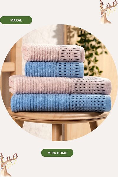 Mira Home Set prosoape de baie Maral Battal 4 piese 100% bumbac 90x160 cm