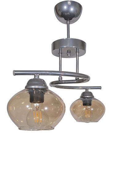 Fer Avize Fuji Modern Decorative Chrome Color 2-Piece Glass Chandelier Living Room - Kitchen - Bedroom