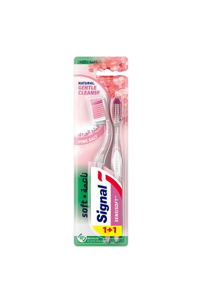 Signal Sensisoft Toothbrush, Soft Bristle for Gum Care, Himalayan Pink Salt, Plaque Removal