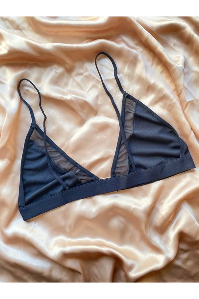 Maly Love Sutien negru pentru femei, din material textil material reiat cu închidere frontală