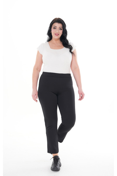 kısmet sepeti Women's High Waist Recovery Original Diving Fabric Straight Black Pants