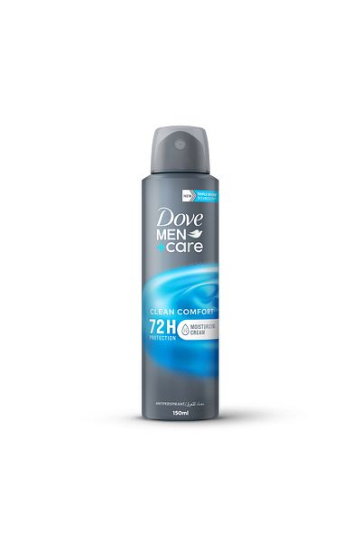 Dove Men+Care Antiperspirant Deodorant Body Spray, Clean Comfort, 72H Protection, 150ml