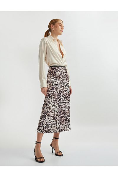 Koton Fusta cu model leopard, lungime midi