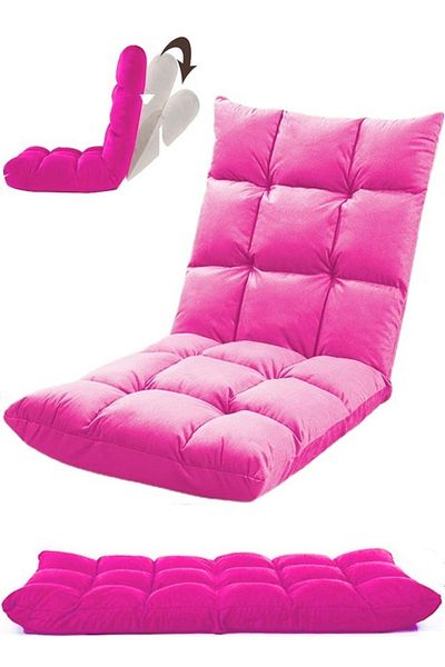 Cady One Multi-colored ground chair for camping and hiking, velvet-quality sponge padded with adjustable back
