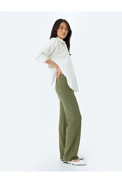 Koton Strukturierte Hose mit weitem Bein und Standard-Taille