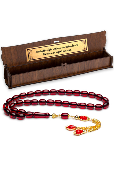 OTTOTESBİH Men's Gift 8X11Mm Capsule Cut Fire Amber Rosary