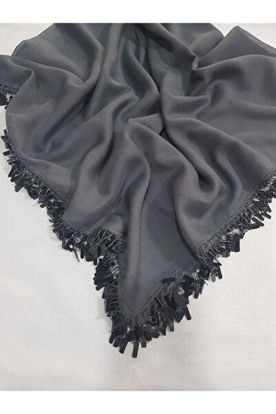 Cenk Tığ Oyası Pullu Antrasit Cenk Yazma 4 Kenar İşlemeli