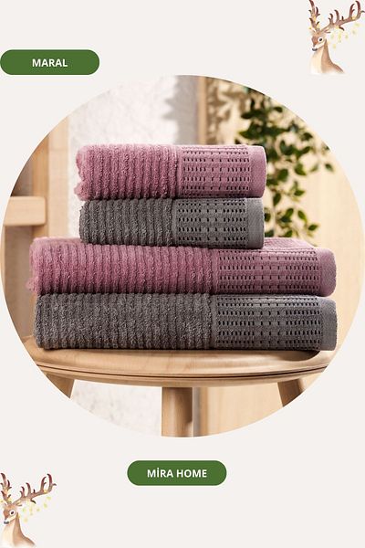 Mira Home Σετ πετσετών μπάνιου 4 τεμαχίων Maral Battal 100% βαμβακερό 90x160 cm