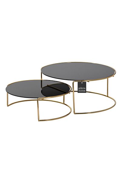 Edora Home Large Size Gold Presentation Holder - Set of 2 Metal Gifts, Treats/Black Plexi/Stainless